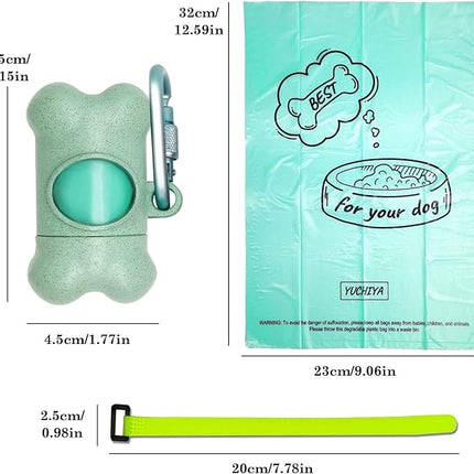 Dog Poop Pickup Bags Holder Dispenser with Standard-Sized Leak-Proof Scented Doggy Waste Bags and Carabiner with Safety Lock&Fastener Never Loose on Leash Lead Again (2 Holders 30 Bags, Blue)