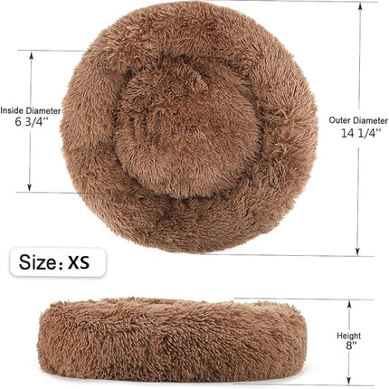 NOYAL Calming Donut Dog Bed for Small to Medium Dogs & Cats - Plush Faux Fur Anti-Anxiety Pet Bed with Machine Washable Cover & Non-Slip Base