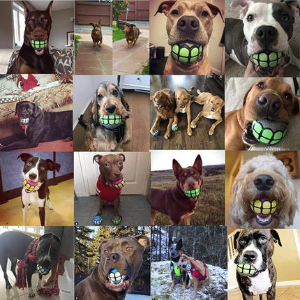 Dog Balls Toys - Squeaky Fetch Rubber Funny Ball Gifts for Large Medium Dogs (Pink Yellow)