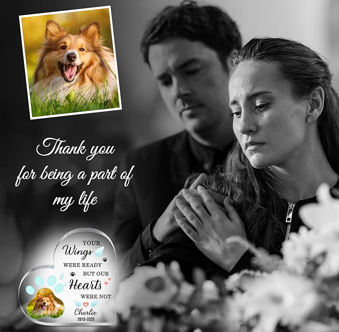 Dog Memorial Gifts for Loss of Dog Cat Custom Pet Memorial Plaque with Photo Name Dog Passing Away Gifts Pet Loss Sympathy Gift Dogs Bereavement Gifts Personalized Gift for Someone Who Lost a Dog