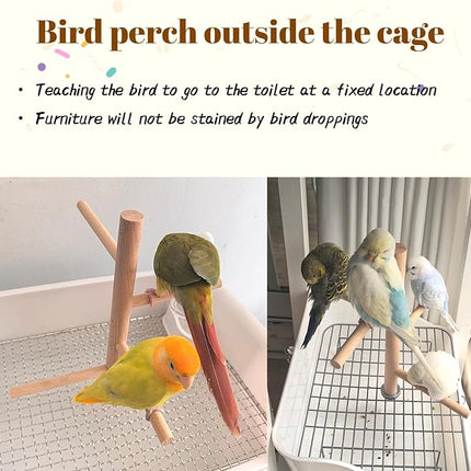 Bird Perch Stand Toy Natural Wood Parrot Perch Parakeet Cage Top Wooden Branches for Standing Toys for Small Medium Parrots Conure Budgie Lovebirds
