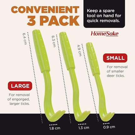 Homesake Tick Removal Tool for Dogs, Cats and Humans | Ultra-Safe Tick Twister | Removes Entire Head & Body | Pain-Free Ticks Remover | 100% Chemical-Free Tick Control Products | 1 Pack of 3