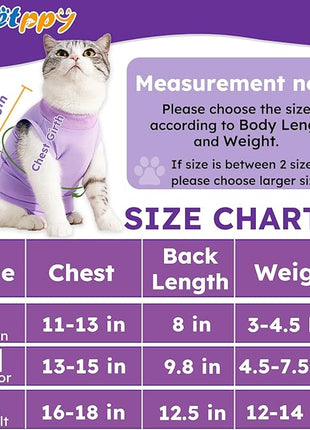 Cat Recovery Suit for Abdominal Wounds or Skin Diseases,Kitten Onesie for Cats After Surgery Wear Surgical Spay Suit for Female Cats Kitten Cone of Shame Alternative-Purple(S)