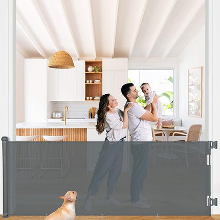 COMOMY 118" Retractable Baby Gates Extra Wide, Retractable Dog Gate for Large Openings, Extra Long Dog Gates for The House, Extra Large Mesh Pet Gate for Stairs, Doorways, Hallways, Indoor&Outdoor