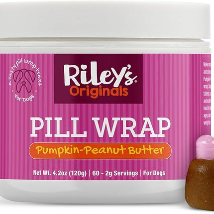 Riley's Pill Wrap for Dogs - Delicious Pumpkin & Peanut Butter Flavored Pill Paste for Dogs - Wrap Pills, Capsules, Tablets in a Pocket or Pouch to Mask The Taste - 4.2 oz