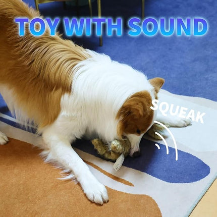 ALL FOR PAWS Classic Rabbit Squeaky Doy Toy, Bunny Dog Toy for Medium Large Breed, Puppy Fetch Toy with Squeaker, Plush Chew Dog Toy, 12.2x7.1x7.5 inches, Brown Rabbit-L