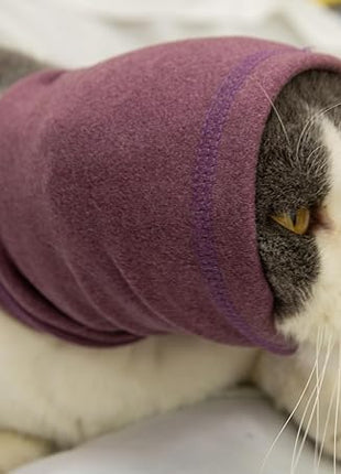 Cat Hematoma Ear Wrap, Cat Snood Anxiety Relief, Bath Accessories for Pet Grooming & Force Drying (Pail Lilac S)