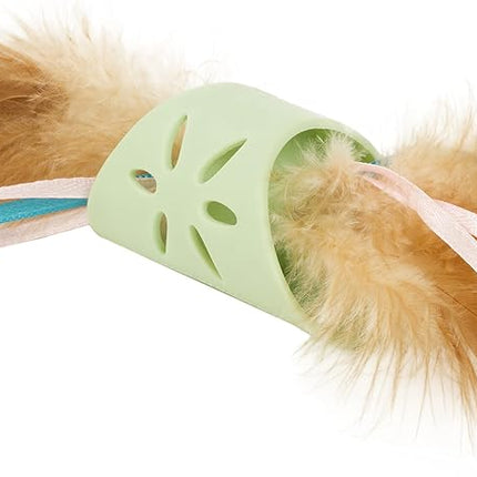 SmartyKat Flutter Roller Feather & Ribbon Chase Cat Toy - Green, One Size