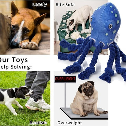 Dog Toys, Dog Plush Toy for Large Breed, Large Plush Dogs Stuffed Animal, Puppy Chew Toys for Puppy, Small, Middle, Big Dogs (Octopus)