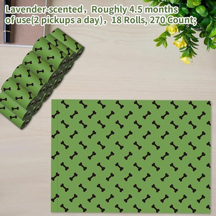 Strong Green Leak Proof Waste Bag for Dogs-270 Large Poop Bags,Biodegradable Dog Poo Bags with Corn Starch Blended Compostable Bag