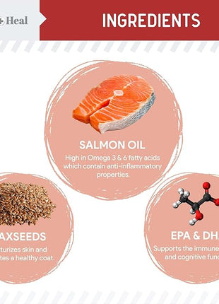 Omega for Dogs - 180 Delicious Soft Chews - Salmon Oil Treats for Skin and Coat, Itch Relief - Fish Oil Blend of Essential Fatty Acids, Omega 3, 6, and 9, and Vitamins - Smoked Bacon Flavor