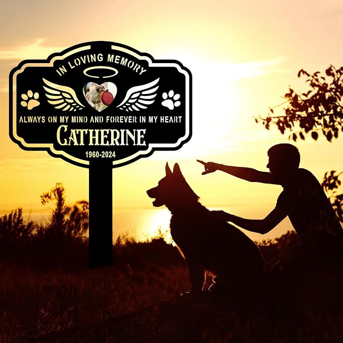 Personalized Metal Dog Grave Markers Stake, Pet Memorial Outdoor Garden Sign Plaque, Custom Pets Name Marker for Cemetery, Pet Loss Sympathy Gift