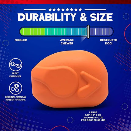 SodaPup MuttsKickButt Roasted Turkey – Durable Dog Treat Dispenser & Chew Toy Made in USA from Non-Toxic, Pet Safe, Food Safe Natural Rubber for Mental Stimulation, Problem Chewing, Calming & More