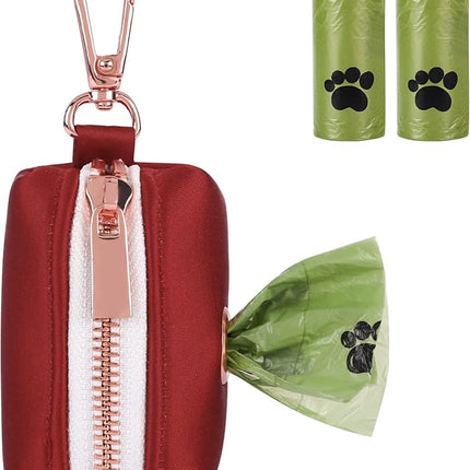 lionet paws Cute Dog Poop Bag Holder with Dog Poop Bag for Leash, Silk Dog Bag Dispenser, Matching Dog Collar