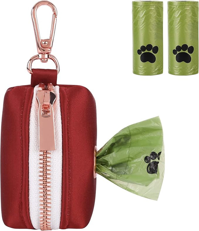 lionet paws Cute Dog Poop Bag Holder with Dog Poop Bag for Leash, Silk Dog Bag Dispenser, Matching Dog Collar