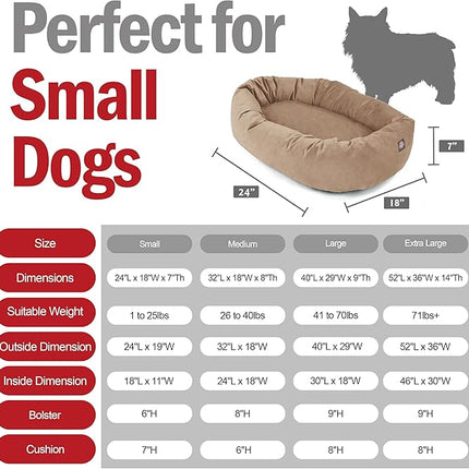 Majestic Pet 24 Inch Suede Calming Dog Bed Washable 24x19x7 (Inch) – Cozy Soft Round Donut Dog Bed with Spine Support for Dogs to Rest Their Head - Pet Bed Small – Stone (2025)