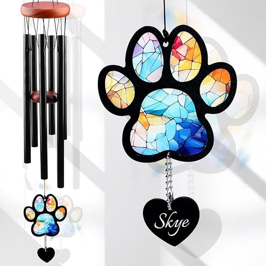 Pet Memorial Wind Chime – Dog Memorial Gifts for Loss of Dog, Loss of Pet Sympathy Gift, Pet Remembrance Bereavement Gift (Paw)