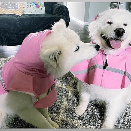 HAPEE Dog Raincoats with Reflective Strip Hoodie,Poncho Jacket for Large Dogs fit Golden Retriever Doodle (D4-Pink, 22B (55-65 lbs))