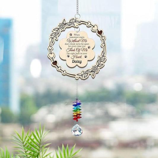 Personalized Dog Memorial Gifts, Sun Catcher Paw Print Sympathy Gift for Dog Lover, Crystal Suncatcher Remembrance Gift, Rainbow Maker