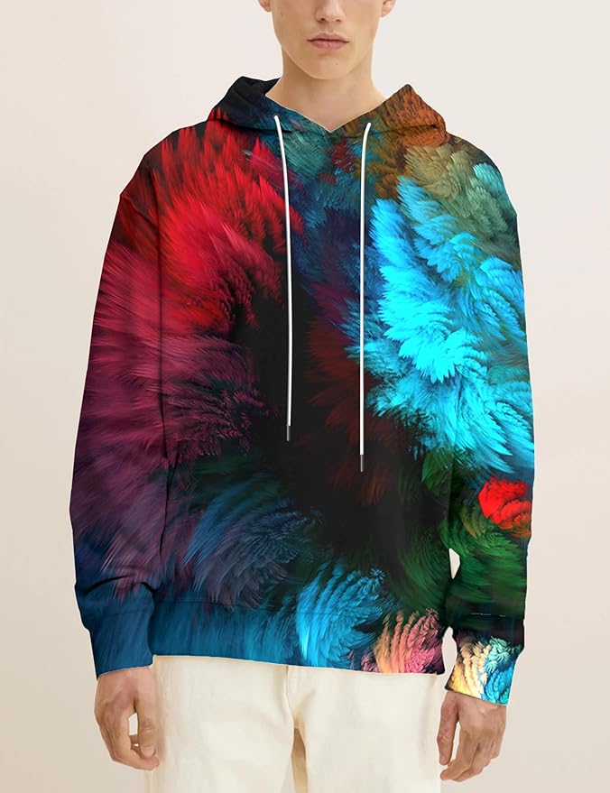 Yasswete Unisex Adults 3D Printed Fashion Hoodies for Men Women Pullover Novelty Sweatshirts with Big Pockets