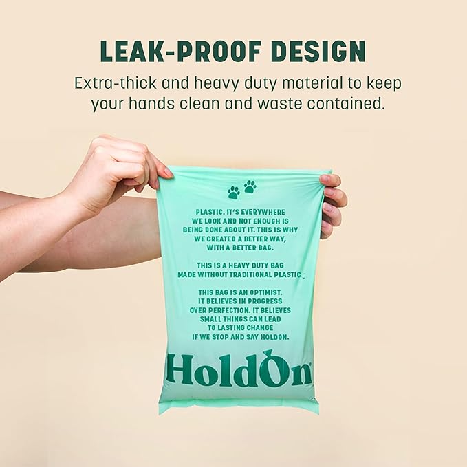HoldOn Pet Waste Bags - Unscented Leak Proof & Tear Resistant Dog Poop Bags Extra Thick Durable (2 Pack)