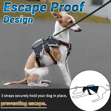 BELPRO Multi-Use Support Dog Harness, Escape Proof No Pull Reflective Adjustable Vest with Durable Handle, Dog Walking Harness for Big/Active Dogs (Black, L)