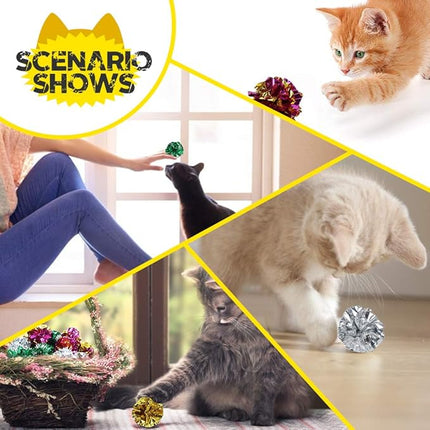 HNYYZL 25 Pack Crinkle Balls Cat Toys - Original Mylar Crinkle Balls Cat Toys（Random Color）