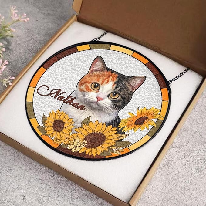 Custom Dog Portrait Stained Glass Suncatcher, Pet Memorial Stained Glass Photo Suncatcher, Staineds Glass Dog Memorial, Loss of Dogs Sympathy Gift Personalized, Pet Loss Gifts /10