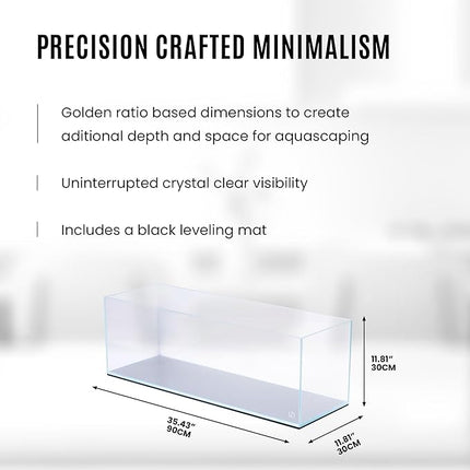 UNS Ultra Clear Rimless Tank - 21.3GAL | 81L - 35.43x11.81x11.81 | 90x30x30 CM, 8mm Glass Thickness, Leveling Mat Included - Low Iron, High Clarity Fish Tank w/ 45° Mitered Edge - [90L]