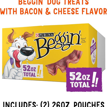 Purina Beggin' Strips With Real Meat Dog Training Treats With Bacon and Cheese Flavors - (Pack of 2) 26 oz. Pouches