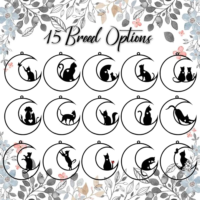 xrlsg Personalized Cat Memorial Suncatcher Custom Name Cat Breeds Suncatcher Ornament Loss of Cat Sympathy Gift for Cat Lover-3.93"