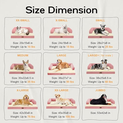 Extra Large Dog Bed-Orthopedic Waterproof XL Dog Bed for XLarge Extra Big Dogs - Foam Couch Sofa Washable with Removable Cover-Pink