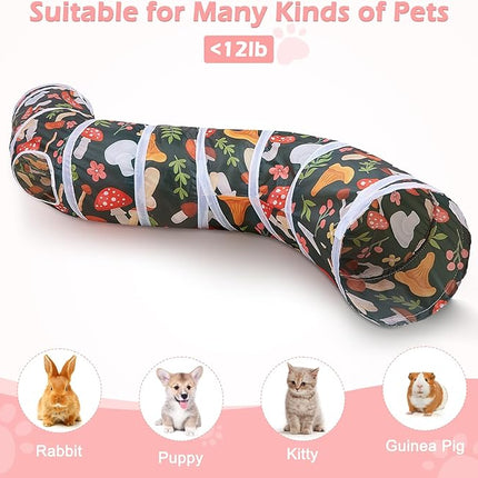 Glittme Cat Tunnel, Cat Tunnels for Indoor Cats, S-Shape Cats Cave with Cat Toys, Foldable Cat Tubes and Tunnels for Cats, Rabbit, Puppy, Guinea Pig