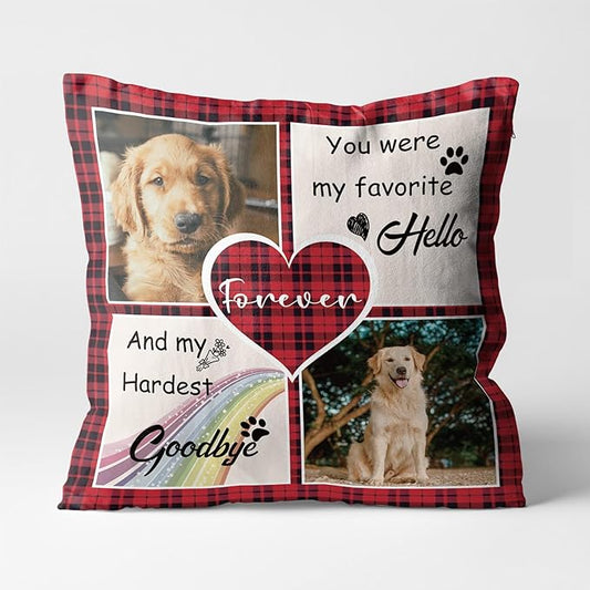 Custom Pet Memorial Throw Pillow with Photo, Personalized Sympathy Gifts for Dog Cat Loss, Pet Memorial Gifts for Pet Loss, Birthday, Christmas, (16x16 Inch)