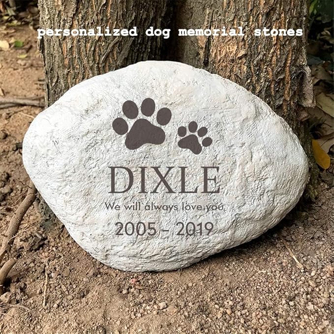 Personalized Dog Pet Memorial Stones Loss Stones - Engraved Name and Dates Pet Dog Garden Stones Grave Markers Headstones, Sympathy Pet Dog Memorial Gifts Loss Gifts Outdoor - 11"×8"
