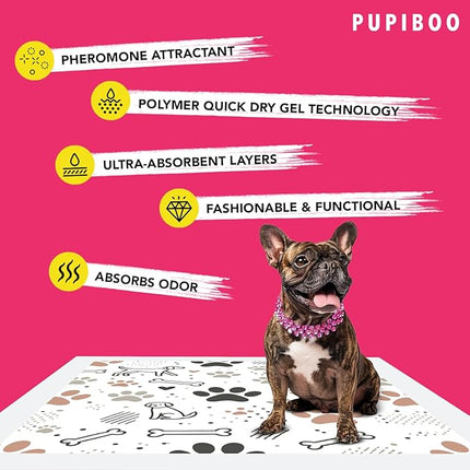 PUPIBOO Washable Pee Pads for Dogs and Cats - Super Absorbent Reusable Puppy Training Pads - 100% Waterproof, Leak-Proof & Non-Slip Whelping Pads for Pet Housebreaking
