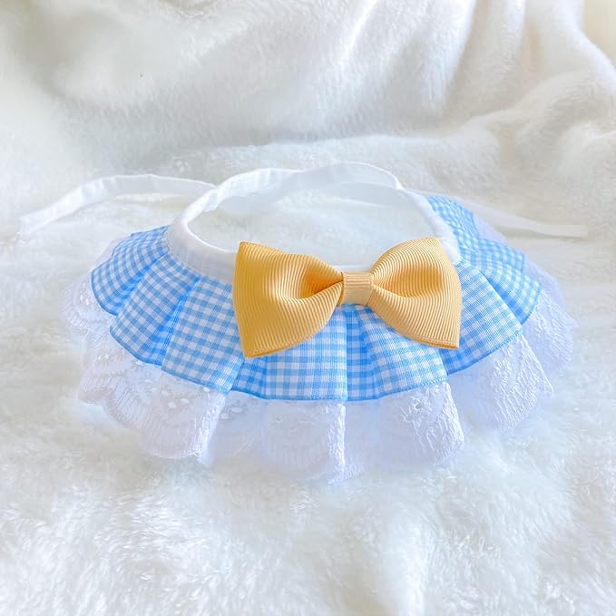 2PCS Dog Cat Collar Blue Plaid Pet Bib Cute Scarfs Necklace Neck Strap for Pet Costume Supplies