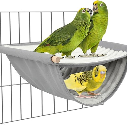BWOGUE Winter Warm Bird Nest Bed Hanging Hammock Snuggle Hut Parrot House Tent Toy Bird Cage Perch for Parakeet Budgies Cockatiels Lovebird Cockatoo Finch Hamster Chinchilla Guinea Pig(Large, Grey)