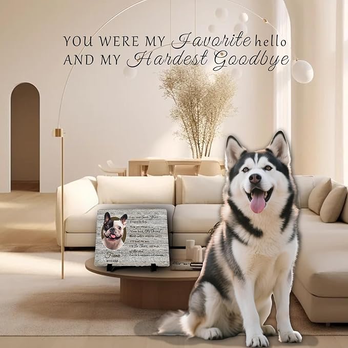 Personalized Pet Memorial Stone, Custom Dog Memorial Gifts for Loss of Dog with Photo Name Date, Dog Remembrance Gift, Loss of Dog Sympathy Gift for Dog Cat Lovers (Quote 17)