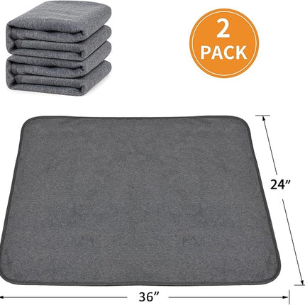 Washable Dog Pee Pads 24x36 2Pack Reusable, Absorb Dog Mats Non-Slip for Puppy Training, Whelping, Potty, Playpen, Crate