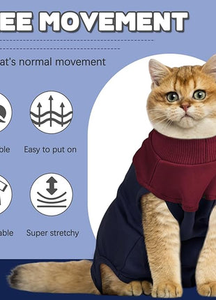 Cat Recovery Suit Female, Breathable Onesie After Surgery Female for Abdominal Wounds or Skin Diseases, Anti-Licking Full Body Cat Surgery Recovery Suit, E-Collar Alternative Wear