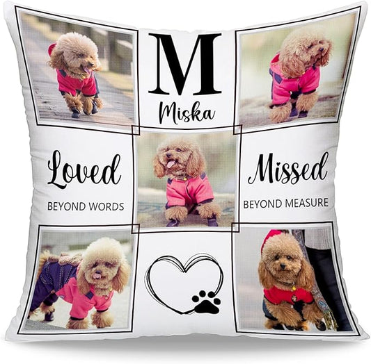 Funny DIY Custom Pet Memorial Gifts for Loss of Dogs, Personalized Dog Memorial Throw Pillows with Pictures Name, Pet Memorial Pillow, Customized Bereavement Sympathy Gifts for Pet Dog Cat Lover