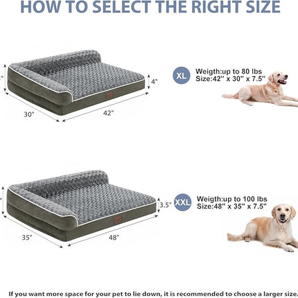 BFPETHOME Orthopedic Dog Beds for Large Dogs-Waterproof Sofa Dog Bed with Removable Washable Cover, Big Pet Bed with Waterproof Lining and Nonskid Bottom,Pet Bed for Large Dogs