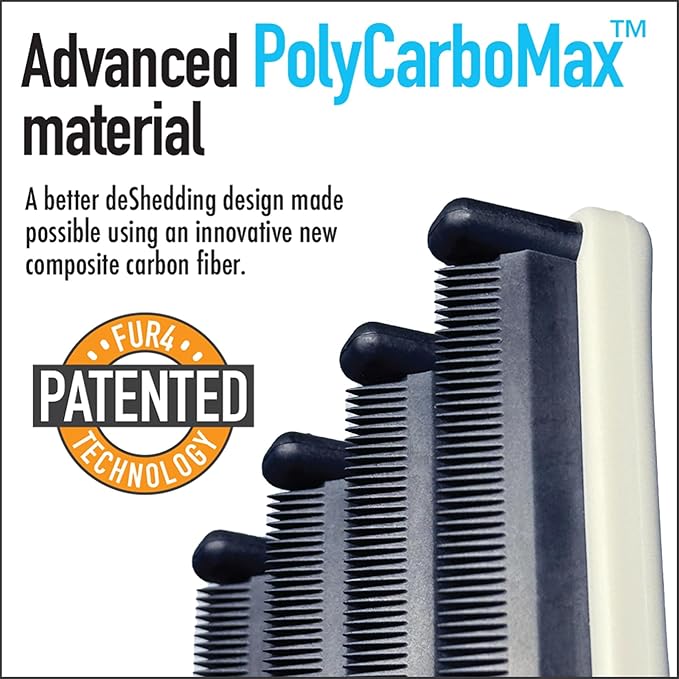 FUR4 deShedding Dog Brush for Long Hair Dogs – Pet Hair Brush with 4 Carbon Fiber Edges – deShedding Tool Removes Loose Fur – Gentle & Effective Dog Grooming Brush for Shedding