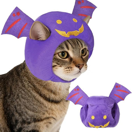 Cat Halloween Costumes Halloween Bat Wing Hat for Dogs Cats Adjustable Cute Purple Bat Cap Festival Pet Head Dress Up Accessories for Halloween Puppy Kitten Cosplay Costume Gifts