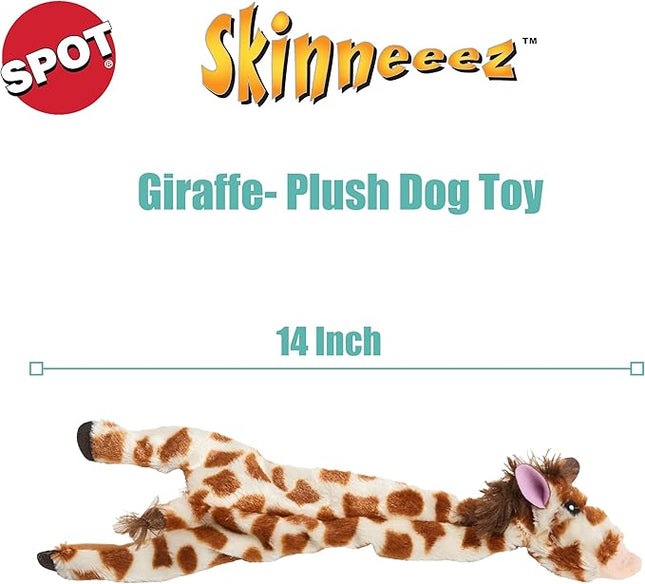 SPOT Skinneeez Giraffe 14 Inch Stuffing-Free Plush Squeaky Dog Toy – Soft Interactive Chew Toy for Small and Medium Dogs – Mess-Free Play for Light & Moderate Chewers