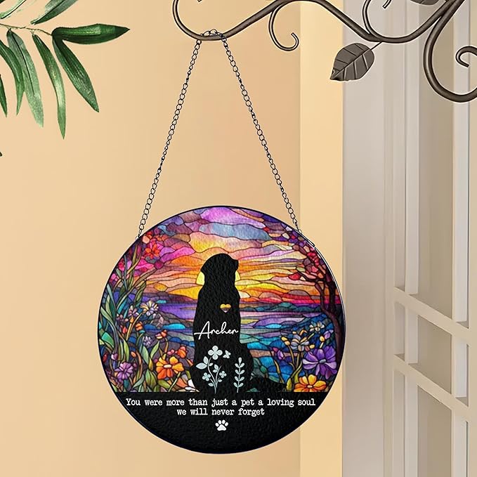Gabita Custom Dog Portrait Stained Glass Window Hanging Light Catcher V1, Pet Memorial Stained Glass Photo, Dog Memorial Gift Pet Loss Sympathy Gift
