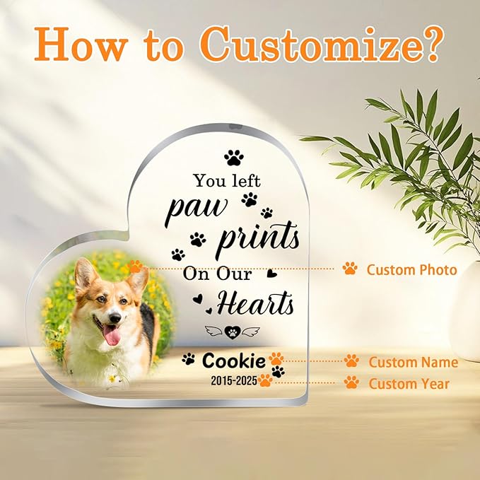 Dog Memorial Gifts for Loss of Dog, Custom Pet Memorial Plaque Gifts, Sympathy Gifts for Loss of Dog Cat, Pet Bereavement Remembrance Gifts Dogs Passing Away Gift, Custom Pets Memory Keepsake