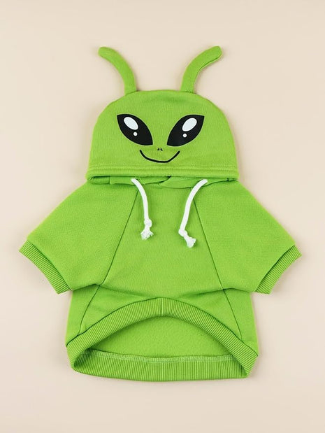 QWINEE Alien Dog Hoodie Dog Warm Jacket Coat Puppy Sweatshirt Christmas Halloween Dog Costume Cosplay Winter Dog Clothes Pet Apparel for Small Medium Dogs Cats Kitten Solid Green L