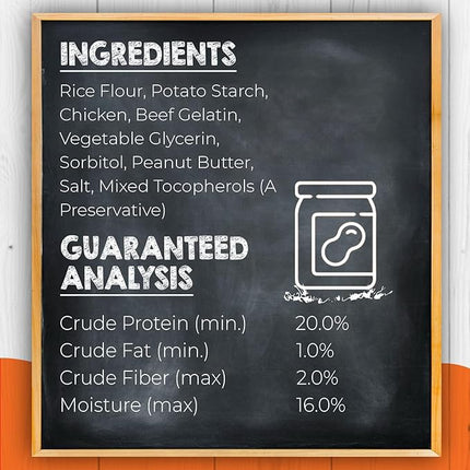 Canine Naturals Peanut Butter Chew - 100% Rawhide Free Dog Treats - Made with Real Peanut Butter - All-Natural and Easily Digestible - 6 Count of 2.5 Inch Mini Rolls for Dogs Under 20lbs